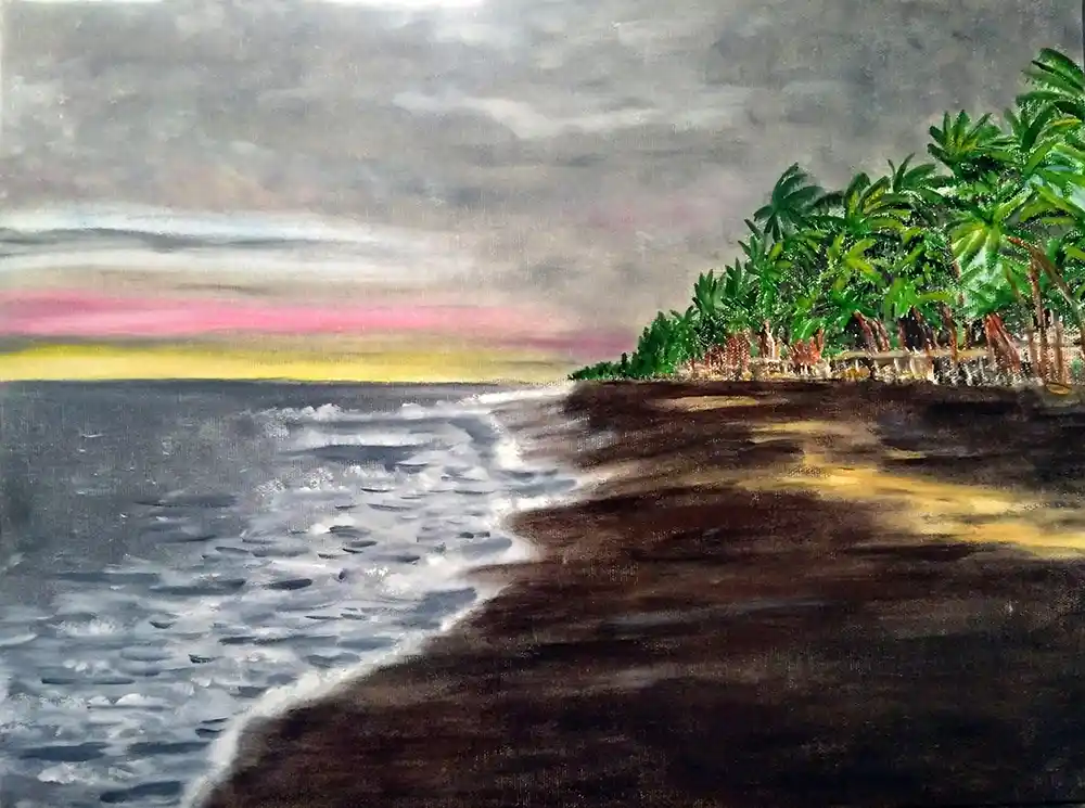 Sunset at Allepey, Oil Painting, Impressionism, Nature, Home decor, Wall decor, Artwork, Handpainted, Art, Painting, VistaPallett